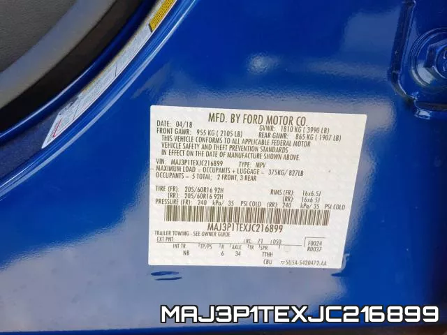 MAJ3P1TEXJC216899 фото 2