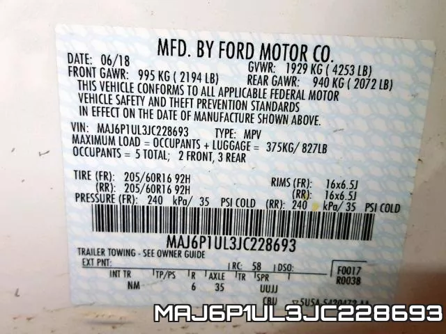 MAJ6P1UL3JC228693 фото 2