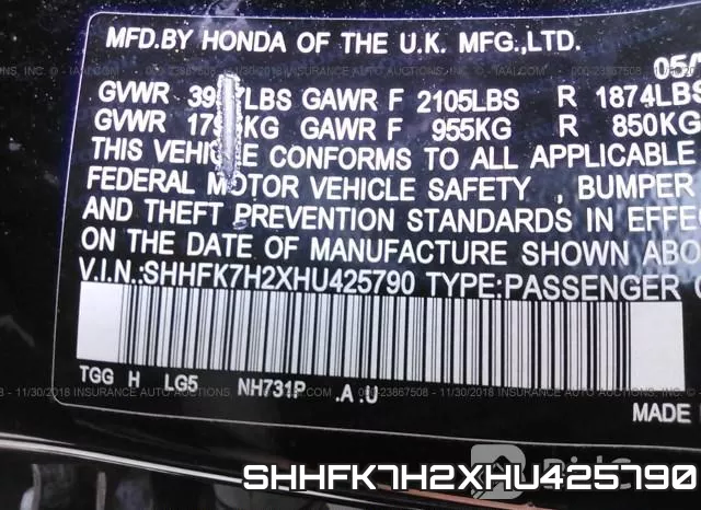SHHFK7H2XHU425790 фото 10