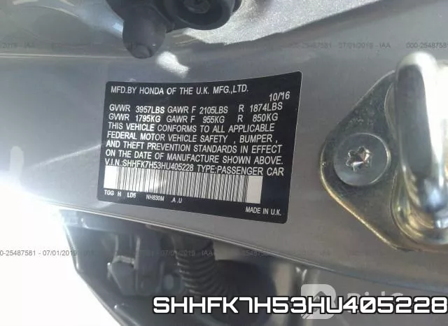 SHHFK7H53HU405228 фото 10