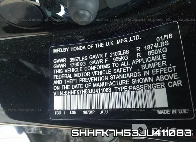 SHHFK7H53JU411083 фото 10