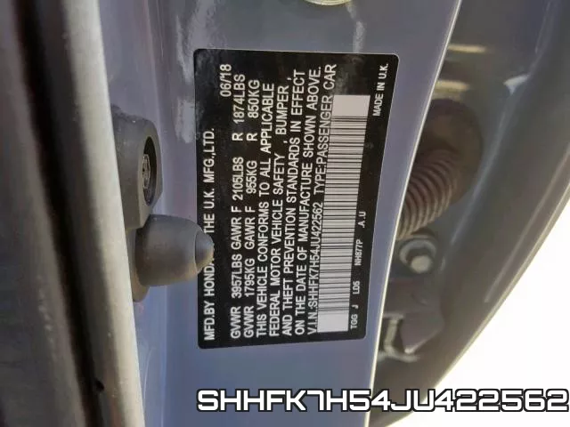 SHHFK7H54JU422562 фото 2