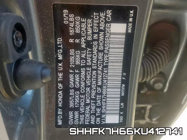 SHHFK7H66KU412741 фото 2