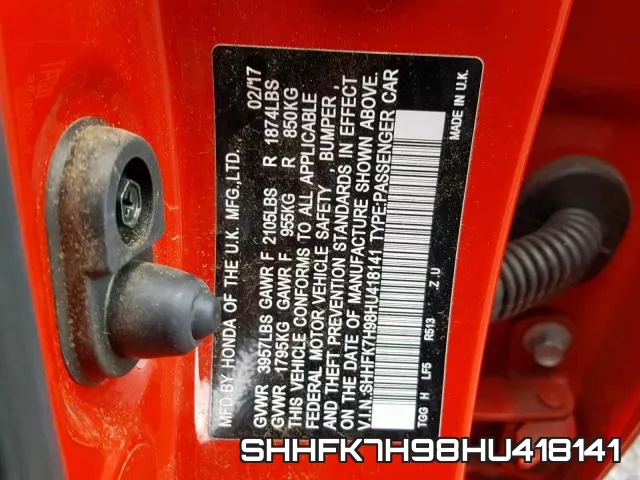 SHHFK7H98HU418141 фото 2