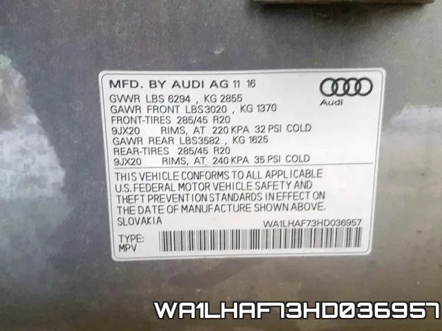 WA1LHAF73HD036957 фото 2