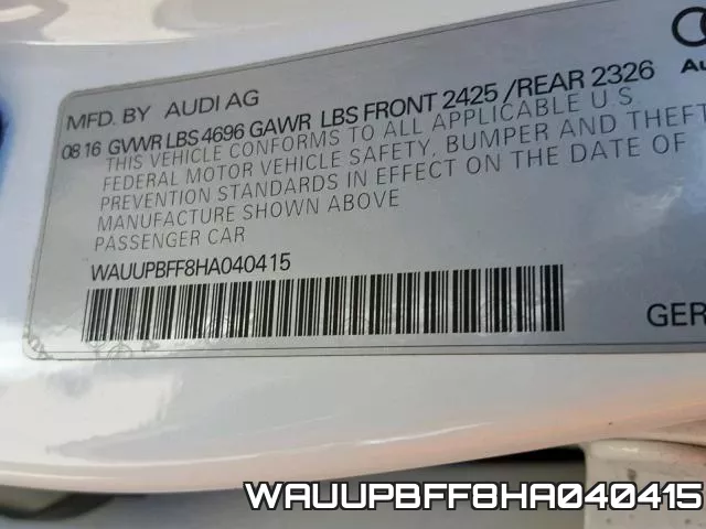 WAUUPBFF8HA040415 фото 2