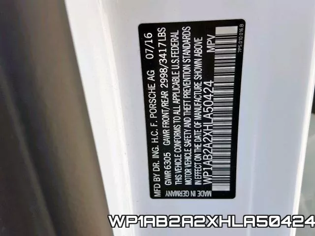 WP1AB2A2XHLA50424 фото 2