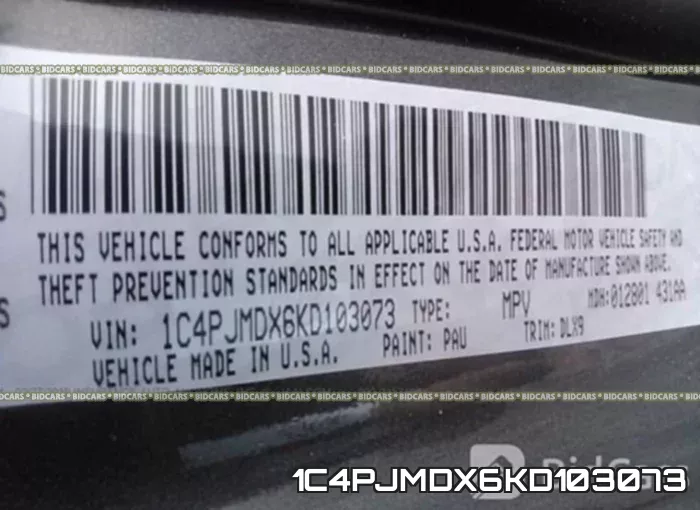 1C4PJMDX6KD103073 фото 10