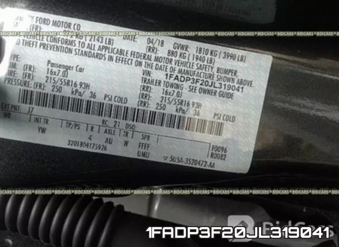 1FADP3F20JL319041 фото 10