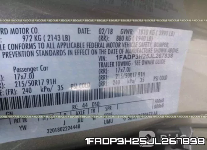1FADP3H25JL267838 фото 9