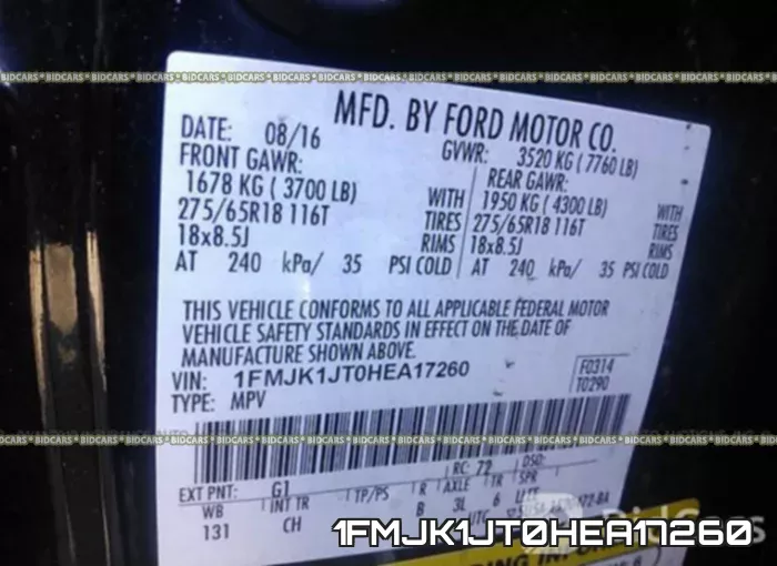1FMJK1JT0HEA17260 фото 10