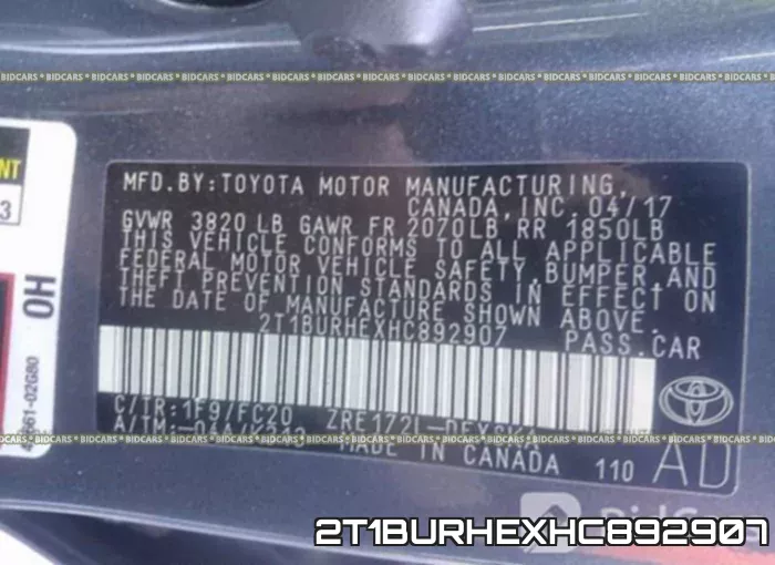 2T1BURHEXHC892907 фото 10