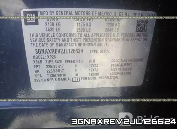 3GNAXREV2JL126624 фото 10