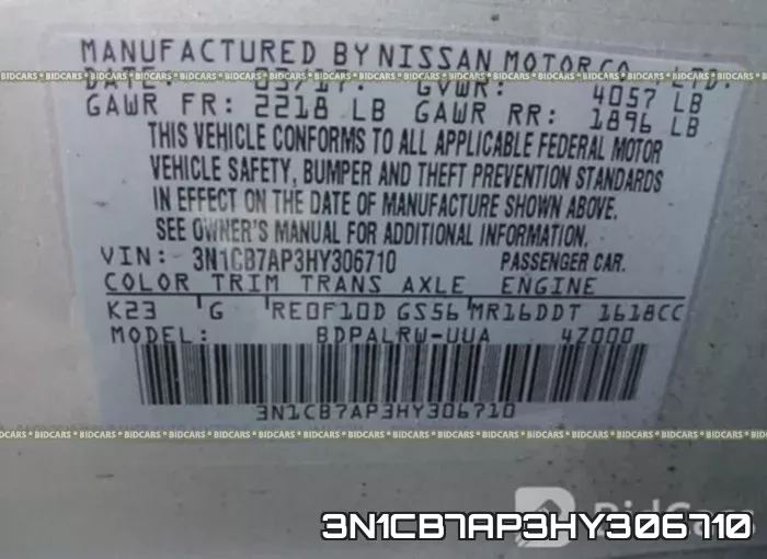 3N1CB7AP3HY306710 фото 10