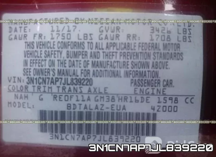 3N1CN7AP7JL839220 фото 10