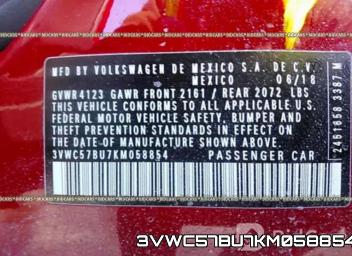 3VWC57BU7KM058854 фото 10