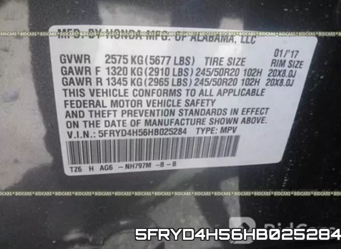 5FRYD4H56HB025284 фото 10