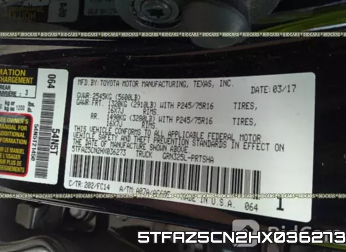 5TFAZ5CN2HX036273 фото 10