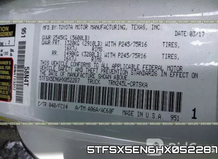 5TFSX5EN6HX052287 фото 10