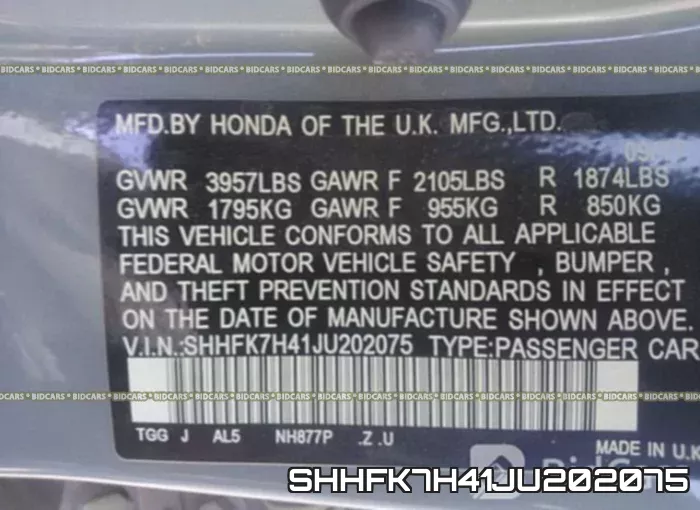 SHHFK7H41JU202075 фото 10