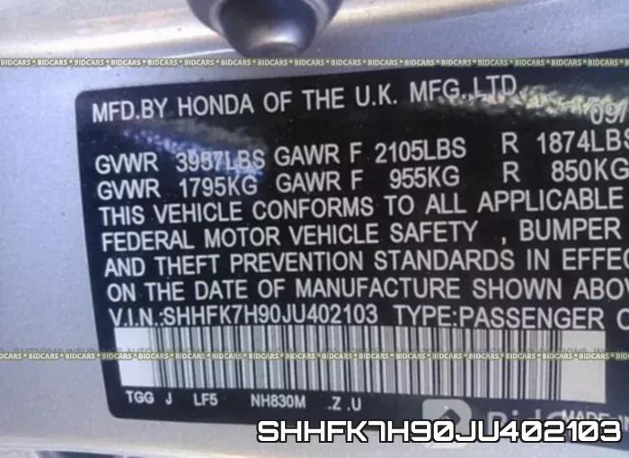 SHHFK7H90JU402103 фото 10