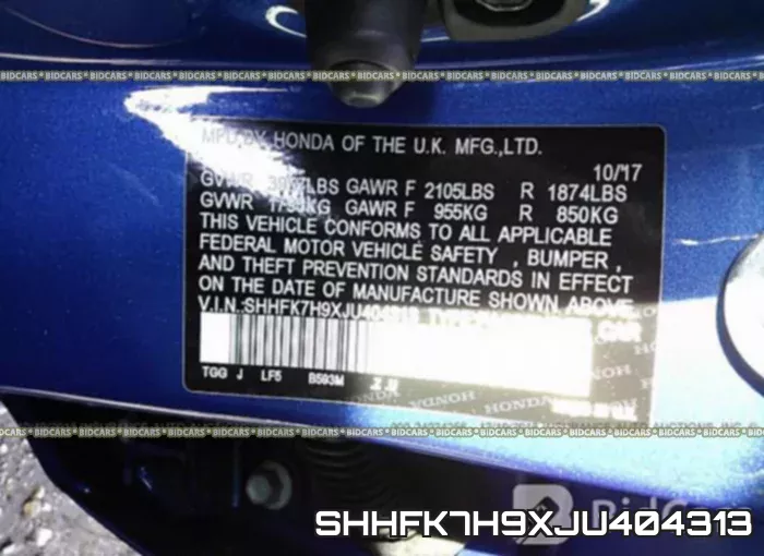 SHHFK7H9XJU404313 фото 10