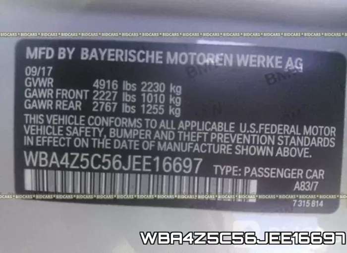 WBA4Z5C56JEE16697 фото 10