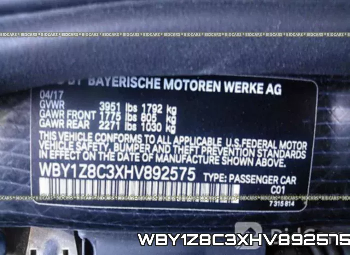 WBY1Z8C3XHV892575 фото 10