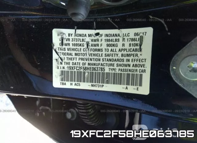 19XFC2F58HE063785 фото 10