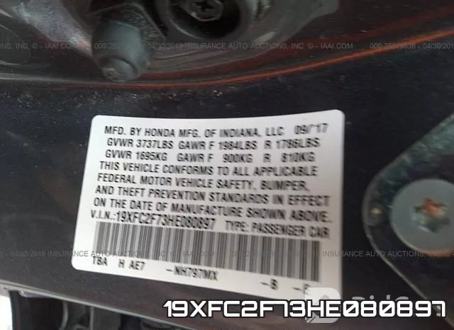 19XFC2F73HE080897 фото 10