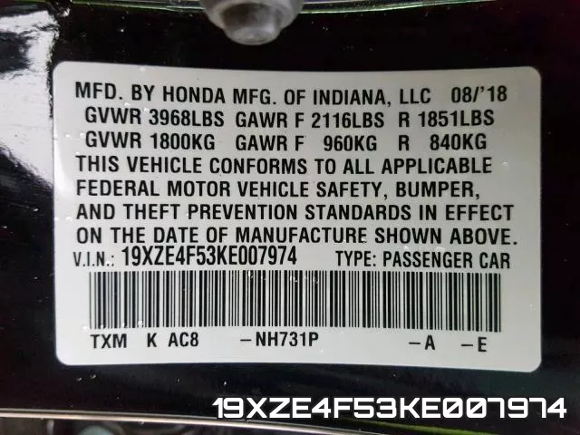19XZE4F53KE007974 фото 2