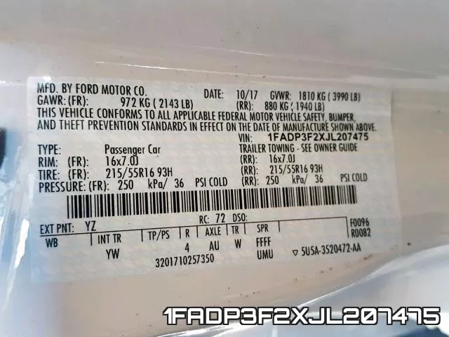 1FADP3F2XJL207475 фото 2