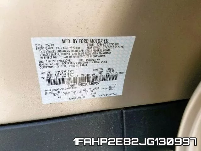 1FAHP2E82JG130997 фото 2