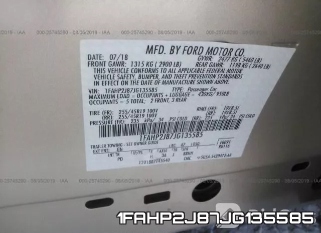 1FAHP2J87JG135585 фото 10