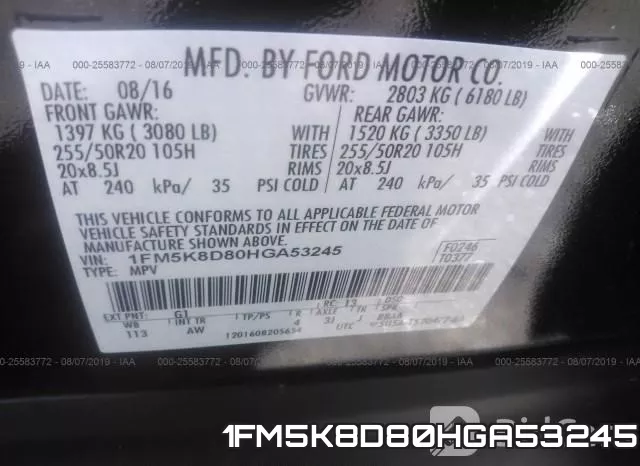 1FM5K8D80HGA53245 фото 10