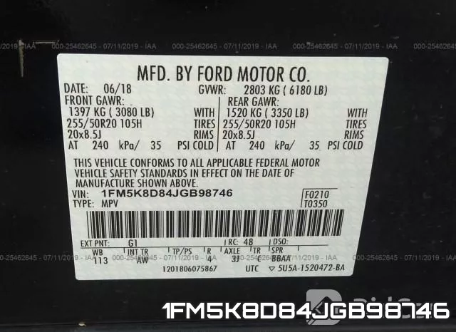 1FM5K8D84JGB98746 фото 10