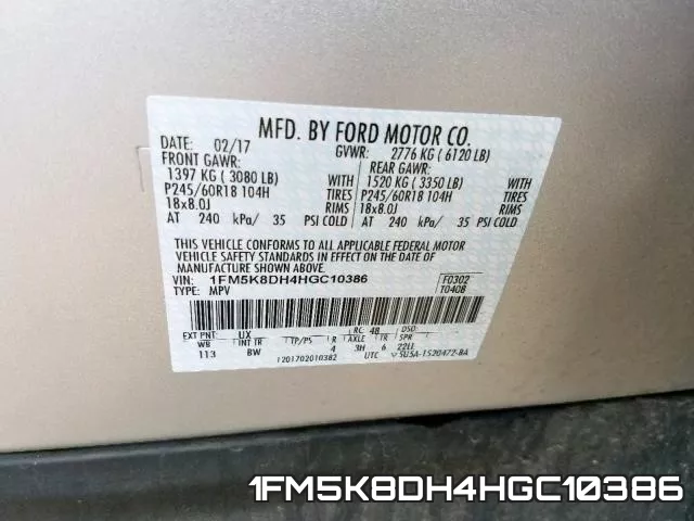1FM5K8DH4HGC10386 фото 2