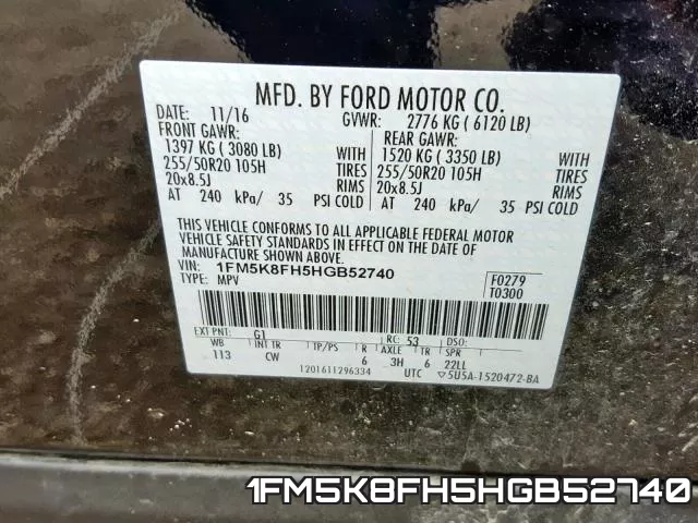 1FM5K8FH5HGB52740 фото 2