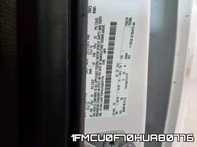 1FMCU0F70HUA80776 фото 2