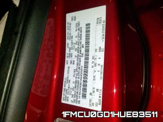 1FMCU0GD1HUE83511 фото 2