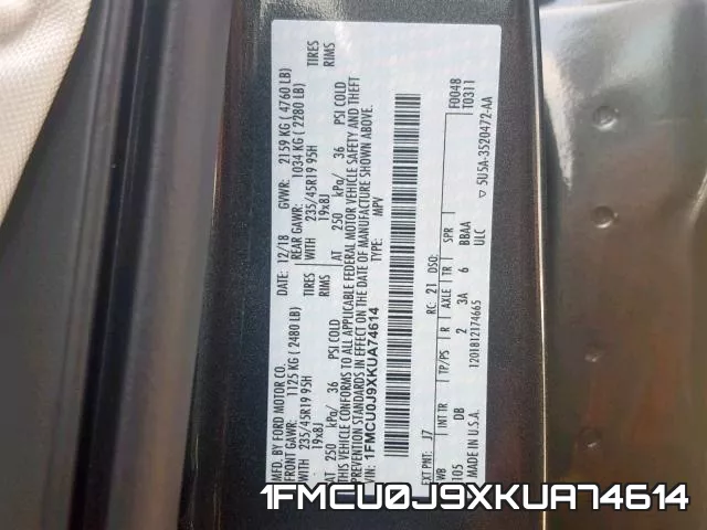 1FMCU0J9XKUA74614 фото 2