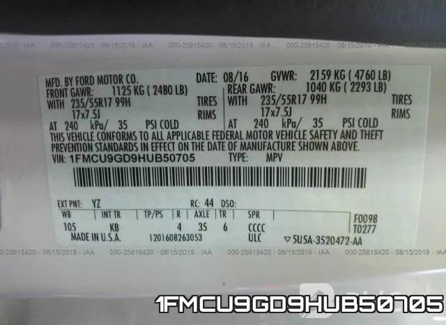 1FMCU9GD9HUB50705 фото 10