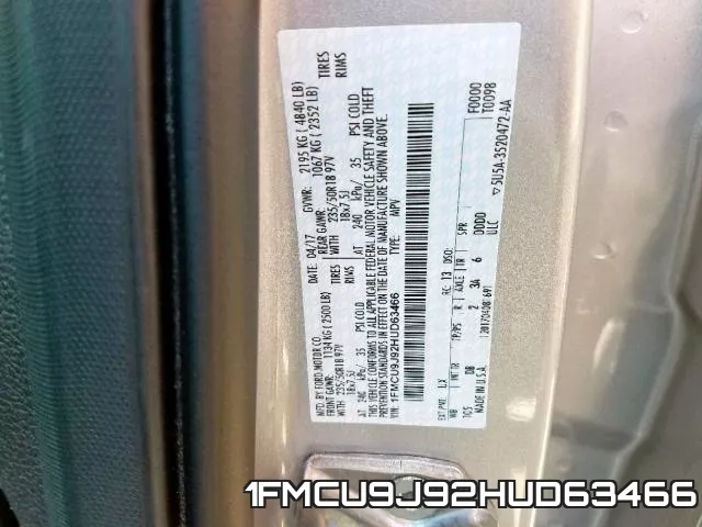 1FMCU9J92HUD63466 фото 2