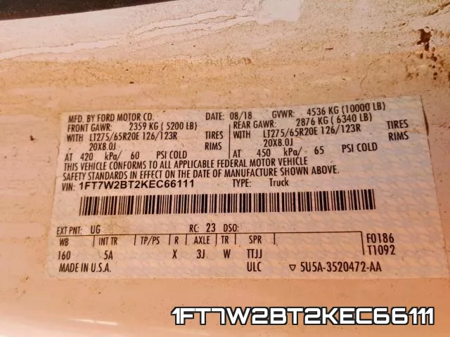 1FT7W2BT2KEC66111 фото 2
