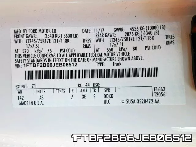 1FTBF2B66JEB06512 фото 2