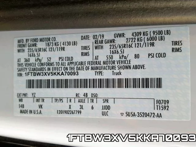 1FTBW3XV5KKA70093 фото 2