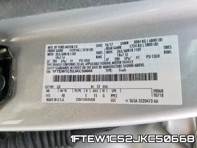 1FTEW1C52JKC50668 фото 2