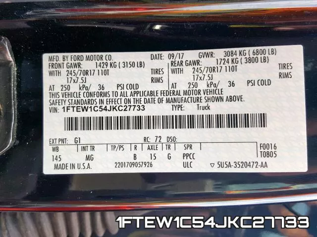1FTEW1C54JKC27733 фото 2