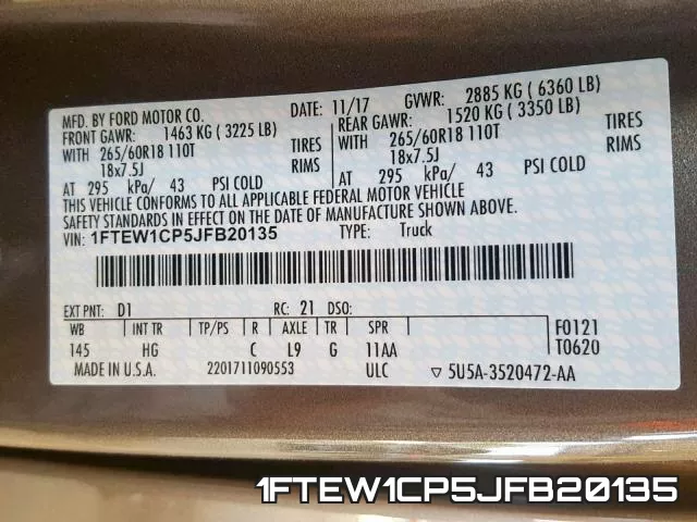 1FTEW1CP5JFB20135 фото 2