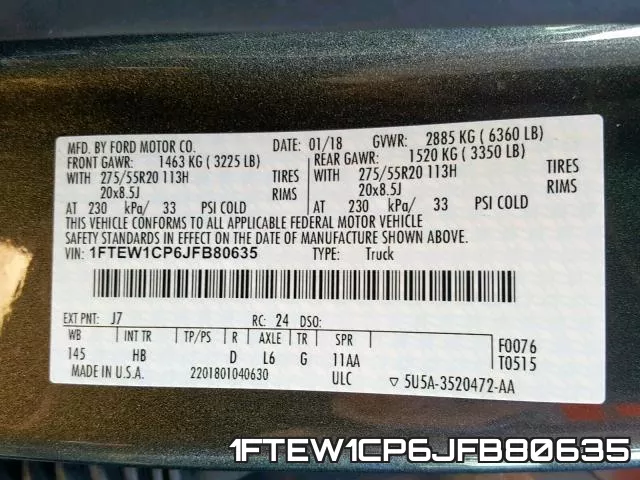 1FTEW1CP6JFB80635 фото 2